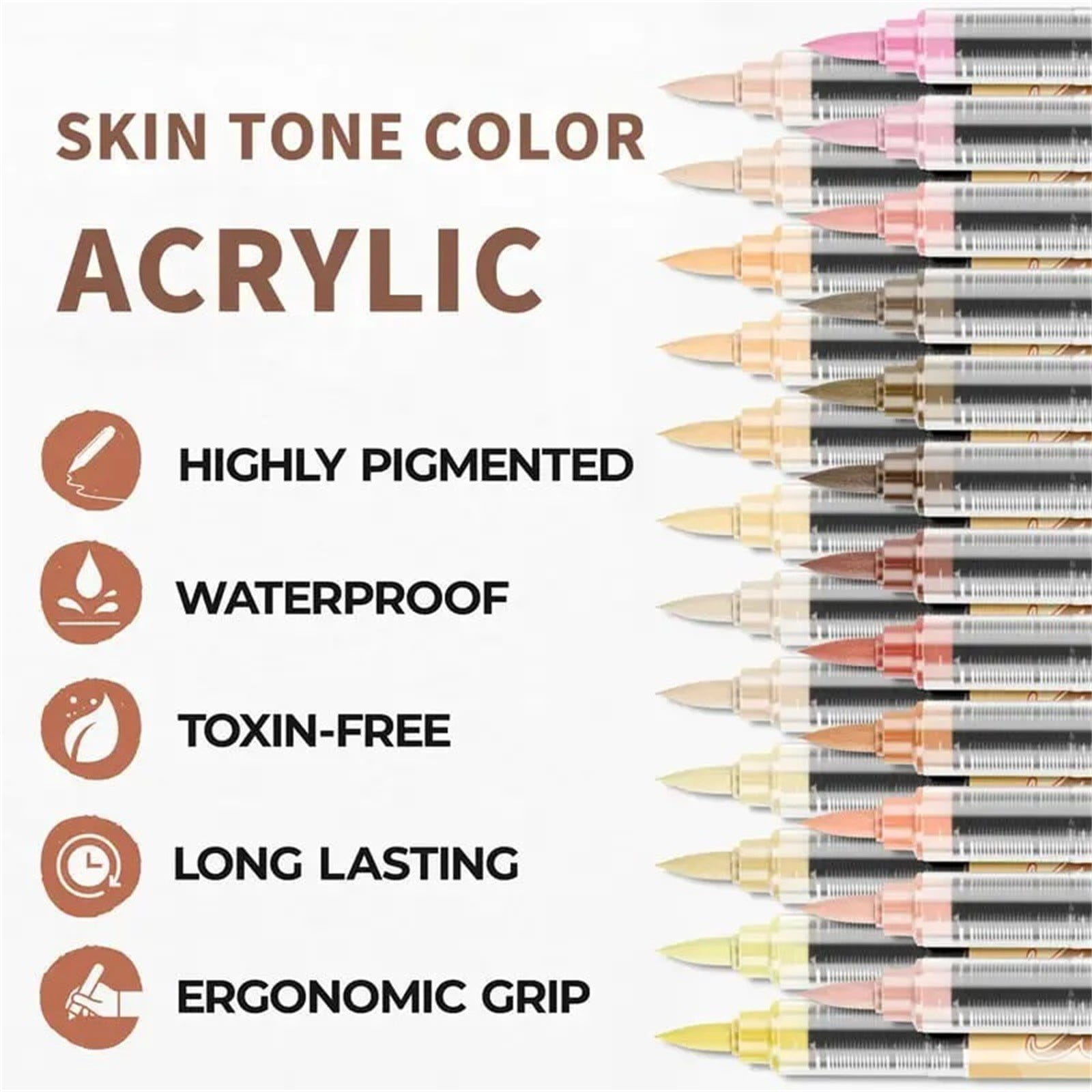Acrylic Marker Pens Set with Soft Brush Tip – Paint on Tiles Glass Ceramic Rock, Diy Art Supplies for Home Decor, Vibrant Colors Quick Drying, Ideal for Crafts & Custom Designs 24Pcs Ciozy