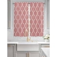 thumbnail image 2 of Coral Pink Morocco Living Room Curtains 2 Panel, Vintage Geometric Plaid Mahbudium Cafe Window Treatment, Extra Long Farmhouse Bedroom Bathroom Kitchen Curtains Drapes 104"x72", 2 of 6