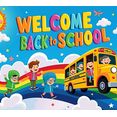 thumbnail image 3 of Cartoon School Bus Back to School Kids Educational Rainbow Banner for Classroom Decoration School Event Welcome Party, 3 of 6