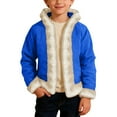thumbnail image 2 of MAIHAN-Boy's Solid Color Winter Anorak Coat -Winter Hooded Cardigan, Christmas Warm Jacket, Christmas Hooded Cardigan Open Front Sweater(Blue,2-3Years), 2 of 5