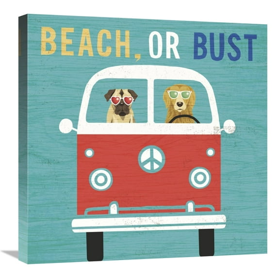 Global Gallery's 'Beach Bums Bus' By Michael Mullan Stretched Canvas Wall Art
