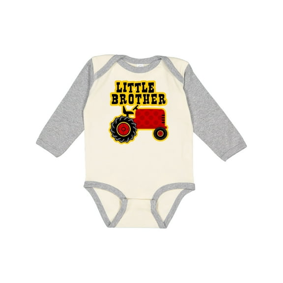 Inktastic Red Tractor Little Brother Boys Long Sleeve Baby Bodysuit