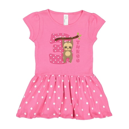 

Inktastic Pink Sloth 3rd Birthday Gift Toddler Girl Dress