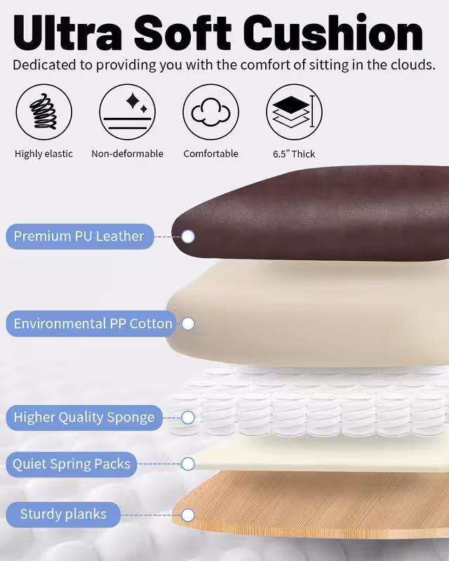 thumbnail image 6 of Qusaphy Big and Tall Office Chair, PU Leather Executive Chair, 600 lbs 8-Hour Heavy-Duty Design with Adjustable Lumbar Support, Suitable for Shag Carpets, 6 of 8