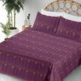 thumbnail image 3 of Ambesonne Art Deco Fitted & Flat Sheet with Sham 3 Pcs Set, Purple Simple Vintage Grid, Twin, Purple and Sand Brown, 3 of 5