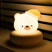 Cute Bear Night Light for Kids Dimmable Night Light for Baby Nursery Kawaii Bear Lamp Led Bedside Kids Nightlight Rechargeable Night Light for Kids Tap Control Baby Girls Women Bedrooms
