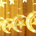 thumbnail image 2 of Twinkle Star - Cortina de luces LED con forma de luna y estrellas (138 LED), alimentada por USB, con control remoto, 8 modos, ideal para Ramadán, Navidad, bodas, fiestas, hogar, patio, césped, etc., 2 of 5