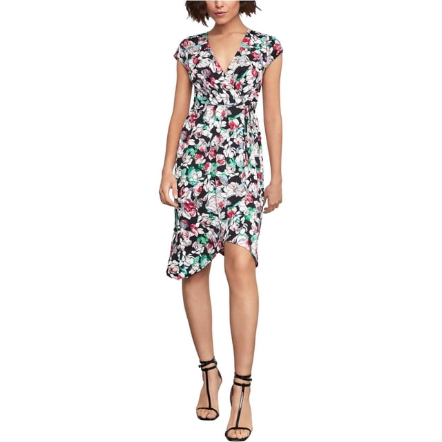 BCBG Robe Fourreau à Imprimé Magnolia Portefeuille Faux pour Femmes, Multicolore, Moyen