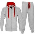 thumbnail image 1 of Men Casual Solid Drawstring Zipper Hoodie Tracksuit Long Sleeve Pant Set, 1 of 2
