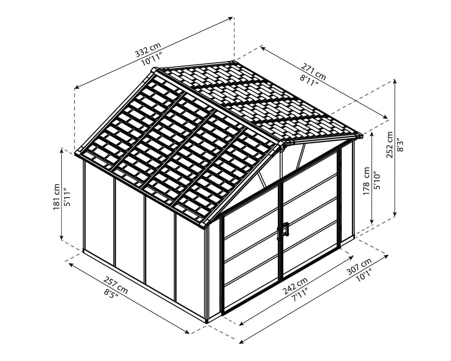 CANOPIA by PALRAM Yukon 11 ft. x 9 ft. Dark Grey Storage Shed / Garage