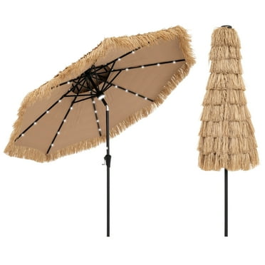 Gymax 7 FT Hawaiian Style Umbrella Sun-proof Thatched Patio Tiki Umbrella w/8 Ribs