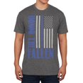 thumbnail image 1 of Honor The Fallen Thin Blue Line Mens Soft T Shirt Charcoal Heather X-LG, 1 of 1