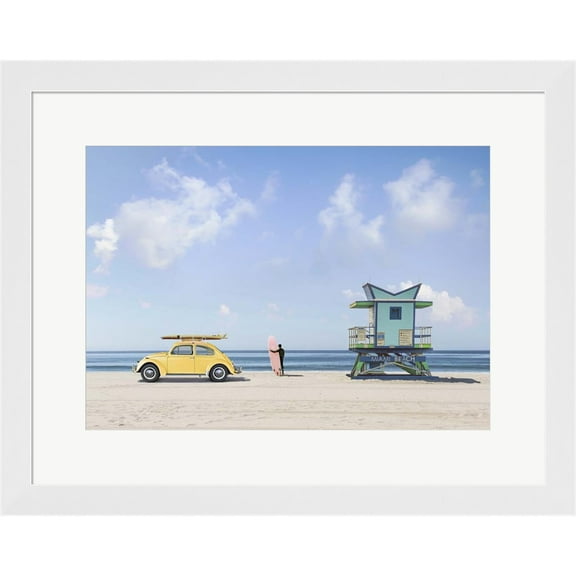Great Art Now Waiting for the Waves, Miami Beach by Gasoline Images, Framed Wall Art, 23.5W x 18.75H