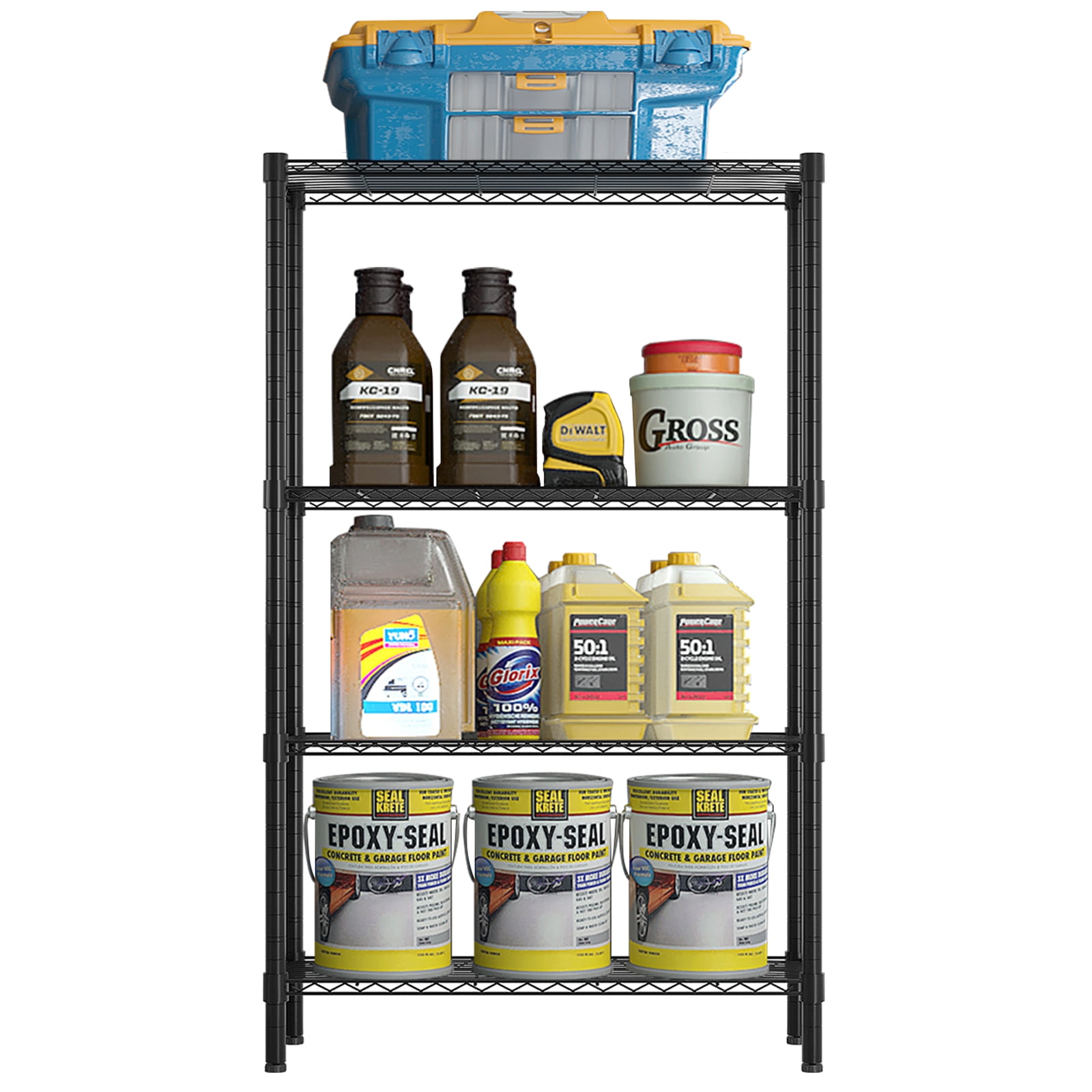 Ktaxon 4-Tier Metal Shelving Unit, Adjustable Shelf Organizer for Garage Kitchen, Storage Rack Capacity for 1100 lbs, 36"W x 14"D x 55"H, Black