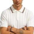 thumbnail image 6 of Men's Knit Ribbed Short Sleeve Open V-Neck Collared Polo Shirt, Casual Slim Fit Top, Breathable Textured Knitwear for Smart Casual Style and Everyday Wear White a XL, 6 of 6