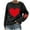 Black, variant on KIHOUT Women's Valentine's Day Red Heart Sweatshirt - Black Crew Neck Long Sleeve with Heart Elbow Detail for Casual Holiday Outfits