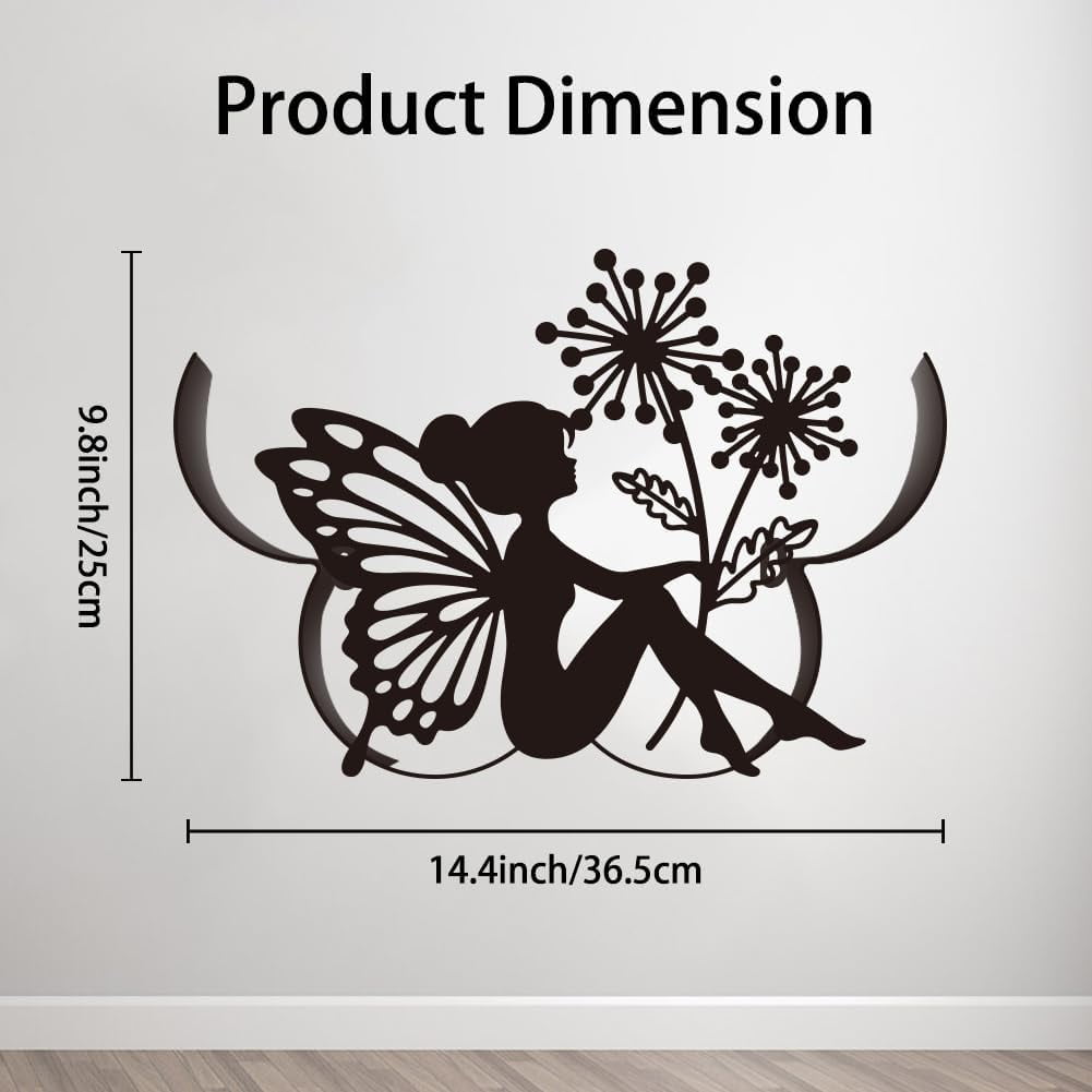 Funny Fairy Metal Toilet Paper Holder Black Fairy Dandelion Decorative Metal Toilet Paper Storage for Extra 8 Rolls Funny Freestanding Elf