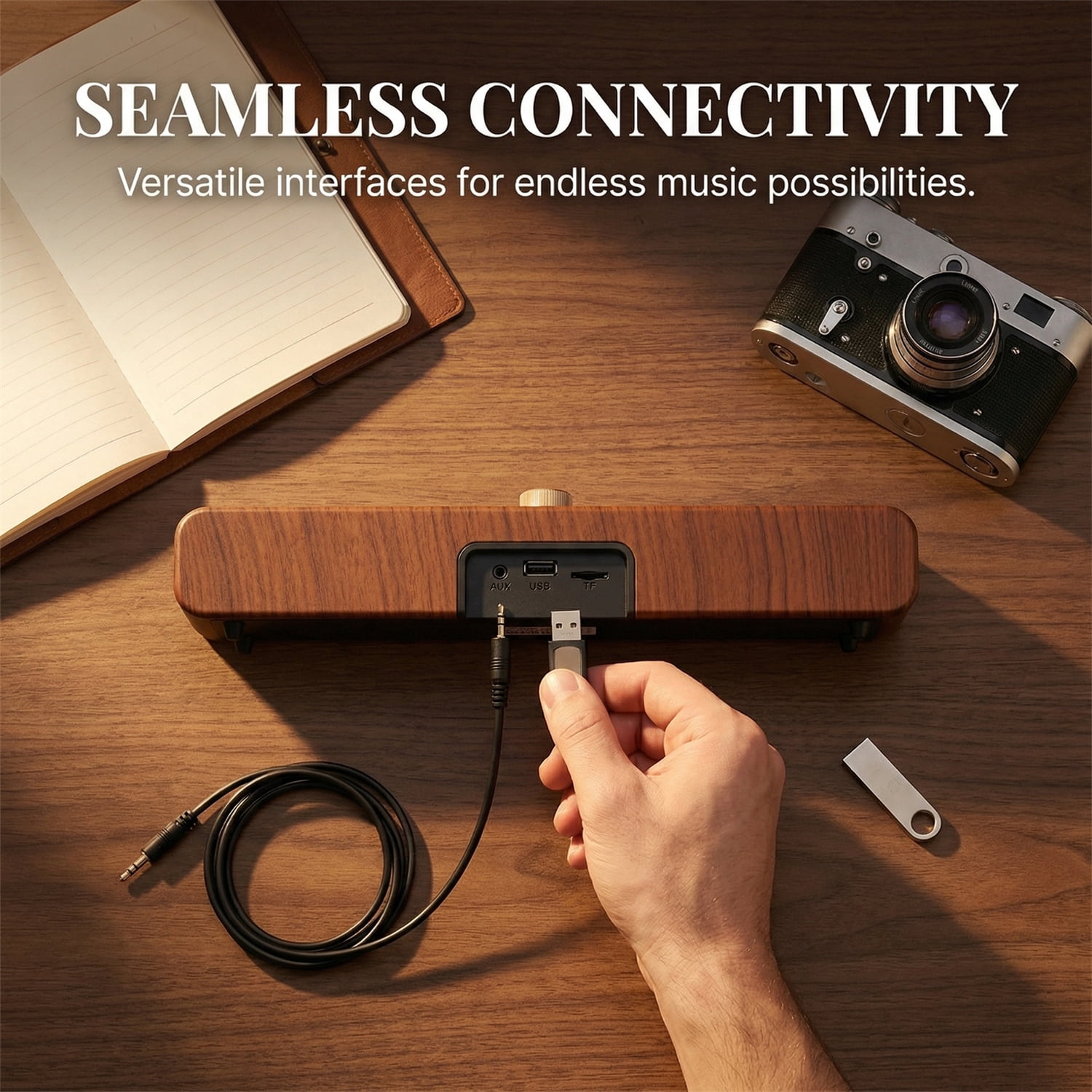 RIDWIND Retro Wood Bluetooth Speaker, Portable Mini Wireless Speaker, Vintage Wooden Speaker with 10W Stereo Sound, Perfect for Cafes, Restaurants, Vintage Cloth Stores, Bedroom,Brown