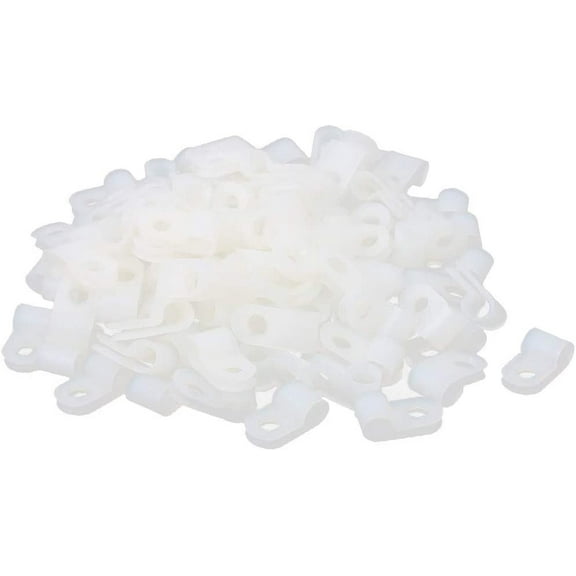 Nylon R Type Wire Cord Clip Cable Clamp Fastener Harness 4.8mm 3/16 Inch 120 Pcs White(Nylon R Tipo Cable Cable Clip Clip Cable Abrazadera Sujetador Arnés 4.8mm 3/16 Inch 120 Pcs Blanco
