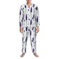 thumbnail image 3 of Naloa Lavender Flowers Men’s Pajamas Set - Long Sleeve Button Down Sleep Shirt and Pajama Bottoms Sleepwear Set-Medium, 3 of 7