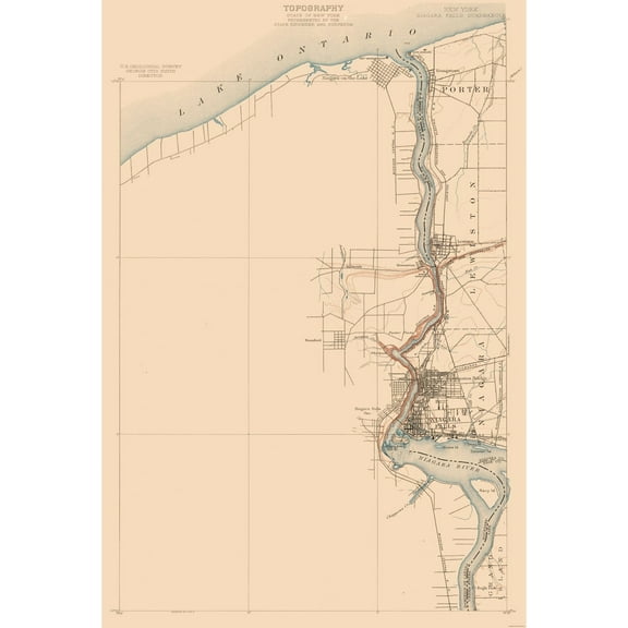 Topographical Map - Niagara Falls New York Quad - USGS - Vintage Wall Art
