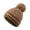 Khaki, variant on Kids Boys & Girls Winter Soft Warm Cable Knitted Pom Pom Beanie Hat with Fleece Lining