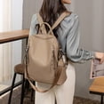 thumbnail image 4 of Womens Backpack Soft Leather Backpack Large Capacity Fashion Casual Travel Daypack Khaki One Size, 4 of 4