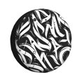 thumbnail image 2 of PUREYAH Abstract Gothic Graffiti Calligraphic Rv Spare Tire Cover, Wheel Covers Protectors Universal Fit for Camping Travel Trailer Truck 14 inch, 2 of 6