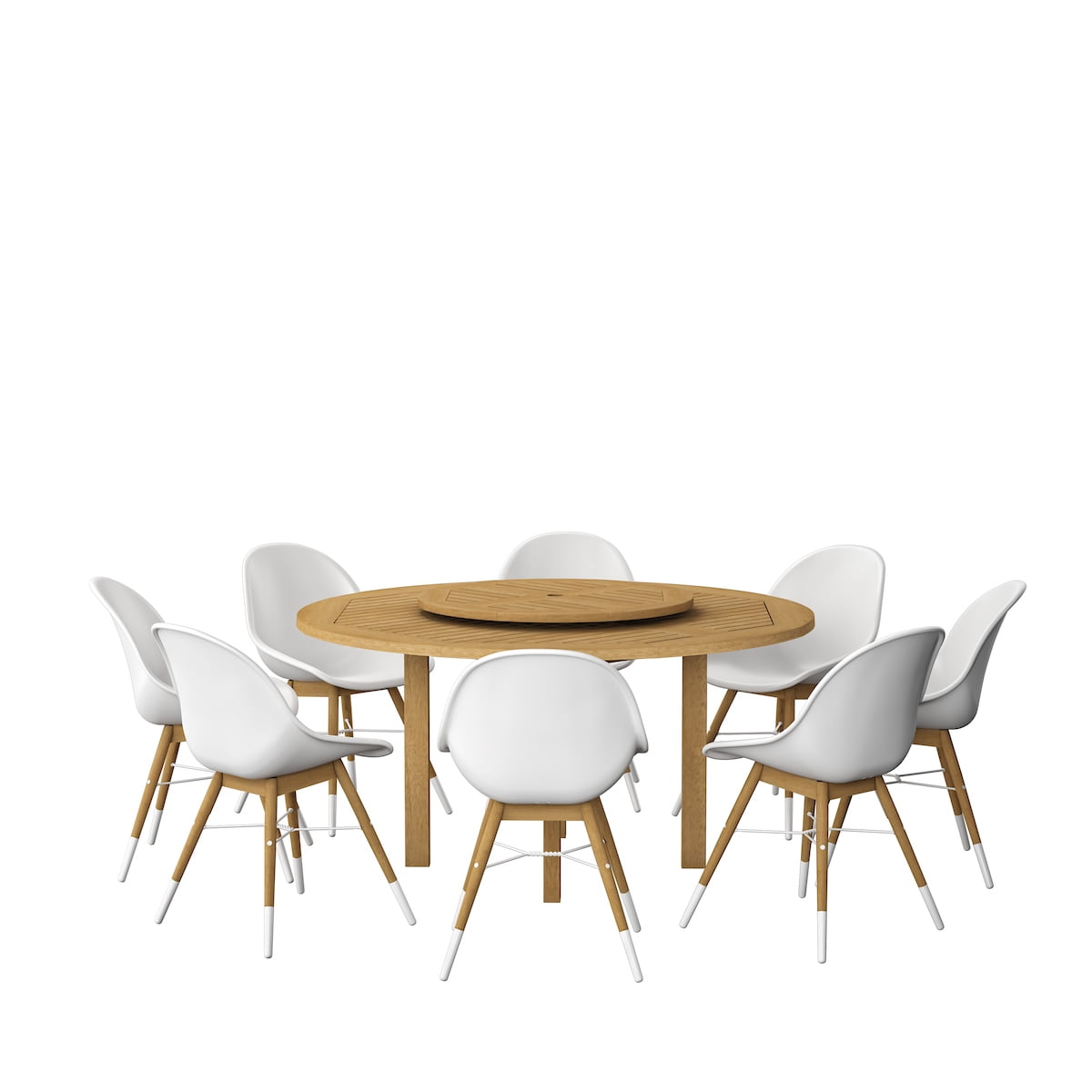 Amazonia Mumbai 9 Pieces Lazy Susan Teak Finish Round Patio Dining Set, Seating Capacity: 8