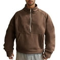 thumbnail image 2 of VSSSJ Half Zip Sweatshirts for Men Relaxed Fit Stand Collar Raglan Long Sleeve Pullover Fleece Lined Casual Solid Simple Fashion Sweatshirt Tops Coffee S, 2 of 7