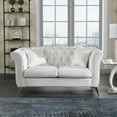 thumbnail image 1 of Holaki 64.17" Loveseat Velvet Couch Furniture, Classic Tufted Chesterfield Sofa for Living Room, White, 1 of 11