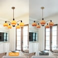 thumbnail image 4 of 33" Vintage European Golden Wrought Iron 5-Light Chandelier - 5 E26 Sockets Wall Control, Orange Glass Shades 4.9"x7.1", 4 of 9