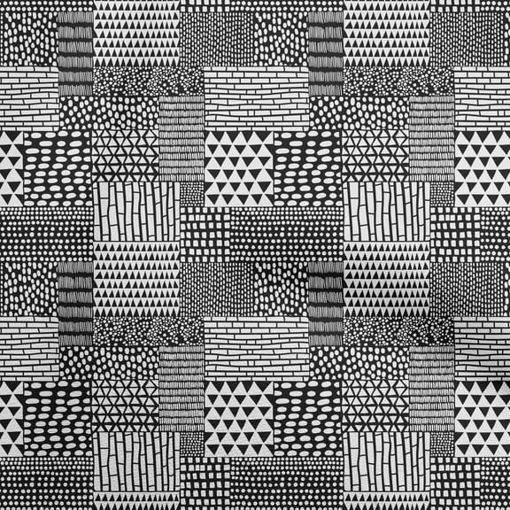 oneOone Polyester Spandex Black Fabric Geometrical Dress Material Fabric Print Fabric By The Yard 56 Inch Wide