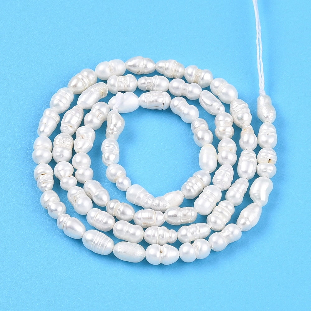 6 Strand Natural Cultured Freshwater Pearl Beads Strands Rice Creamy White 4~6x3~4mm Hole: 0.5mm about 35~36pcs/strand 6.69~6.89''(17~17.5cm)