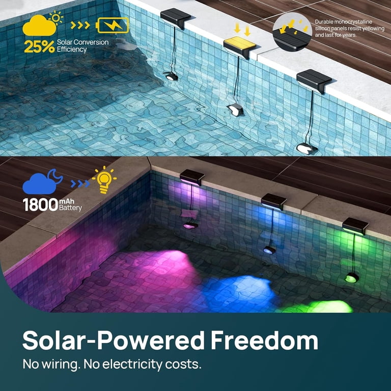 Linkind Smart Solar Pool Lights, RGBW Color-Changing 2-Pack photo 8