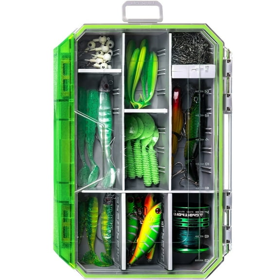Ghosthor Plastic Fishing Tackle Box Organizer,Waterproof 3600 and 3700 Tackle Trays with Removable Partition,Fishing Lures/Bait/Gear Storage, 3600 1pc