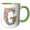 Green/White, variant on 3drose, Pretty Watercolor Floral Monogram Letter G, 11oz Two-tone Black Mug