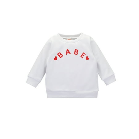 

Suanret Valentine s Day Newborn Toddler Baby Girls Boys Sweatshirts Long Sleeve Letter Tops Casual Pullover Tops White 12-18 Months