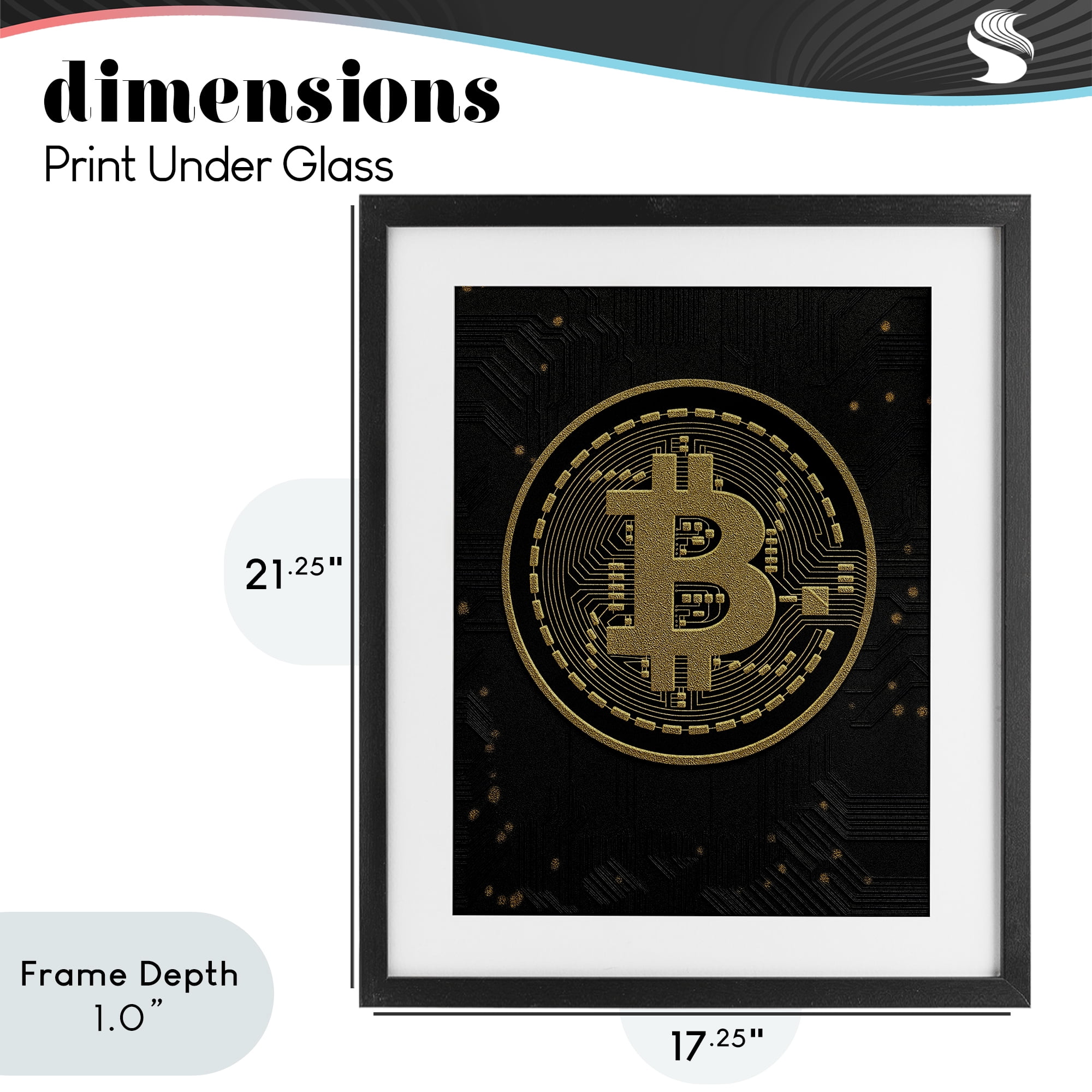 Stupell Industries Bold Golden Digital Currency Black Framed Print Under Glass, design by Svetlana Aleynikova