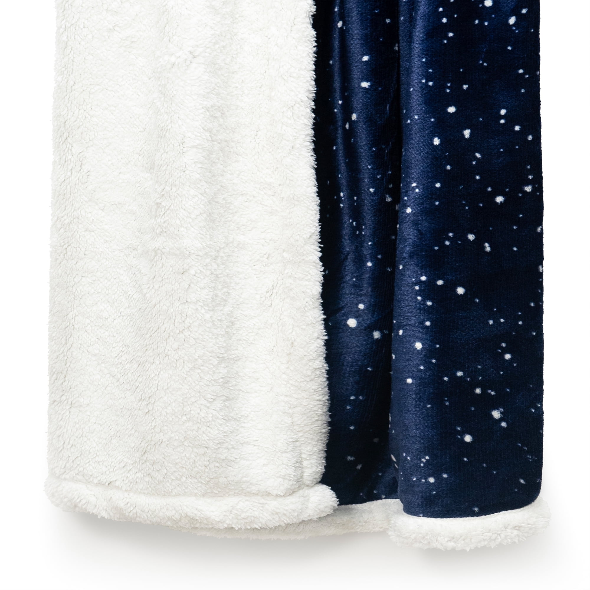 Americanflat 50x60 Printed Fleece and Reverse Sherpa Throw Blanket - Speckle Pattern - Reversible Design - Cozy Comfort for Couch or Bed - Dark Blue
