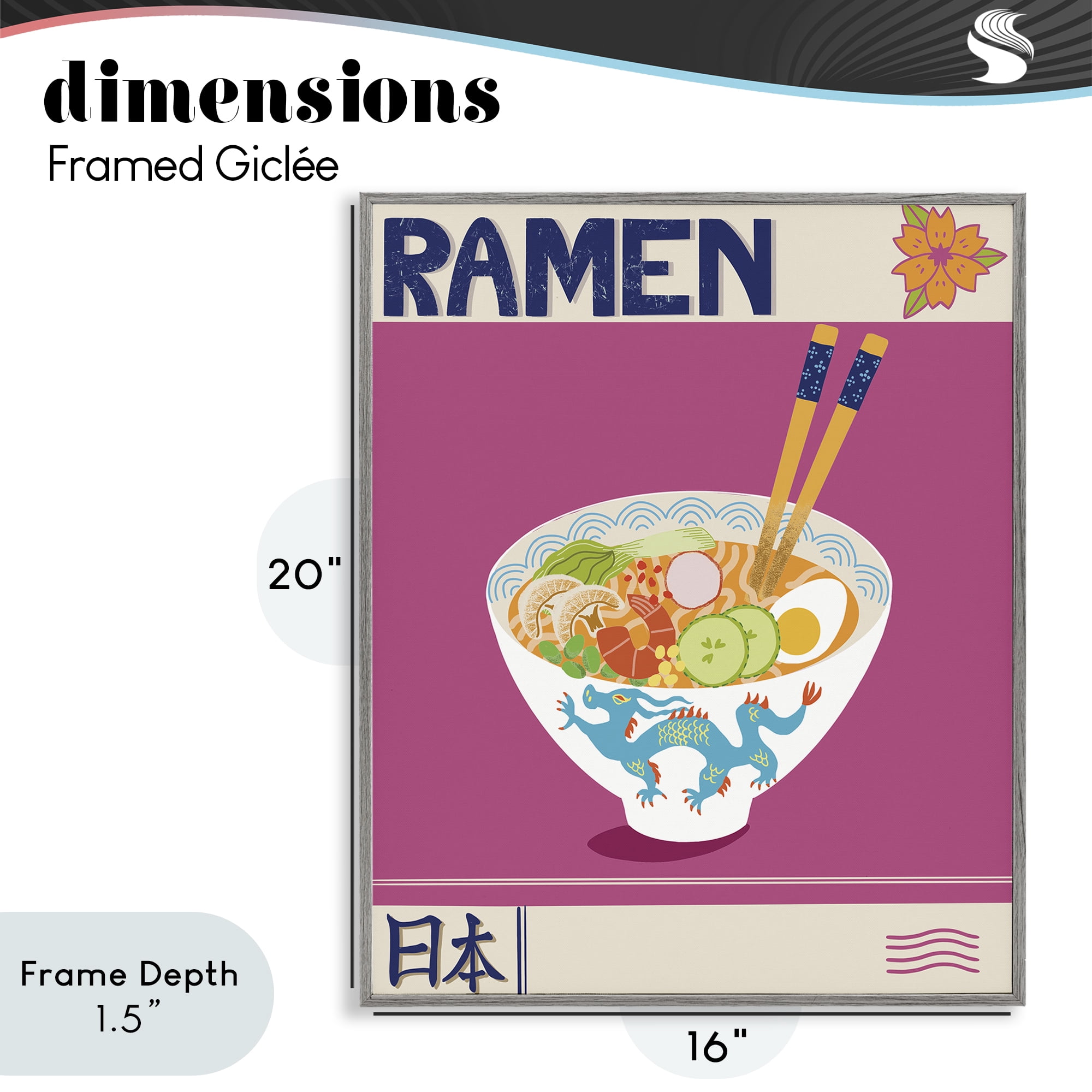 Stupell Industries Enchanted Japanese Ramen Gray Framed Giclee Art, design by Jo Reid