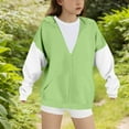 thumbnail image 3 of BFHHYA Girls' Colorblock Hoodie Jacket Kid Tween Oversized Zip-Up Drop Shoulder Sweatshirt with Pockets (4-15 Years), 3 of 4