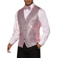 thumbnail image 4 of NOMADIC NOOK Men's Sparkle Sequin Suit Vest V Neck Waistcoat with Bow Tie 2 Pack, 4 of 6