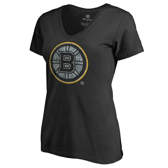 Women's Black Boston Bruins Static Logo V-Neck T-Shirt