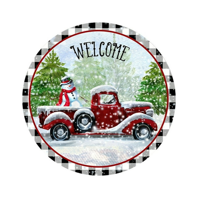 Farmhouse Christmas Snowman Christmas Car Decoration Front Door Sign Farmhouse Porch Decoration Christmas Welcome Print Door Decoration Christmas Home Guest Door Decoration 12 Inch Hanging Porch Sign