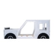 thumbnail image 5 of Twin Solid Wood Car-Shaped Platform Bed with Wooden Slats, Twin Size Bed with Wheels, Twin Size Platform Bed with Headboard and Footboard, No Box Spring Needed(White), 5 of 8