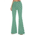 thumbnail image 6 of Bell Bottom Jeans for Women High Waisted Stretch Plaid Flare Jeans Denim Bootcut Pants(Green Checkered,6), 6 of 8