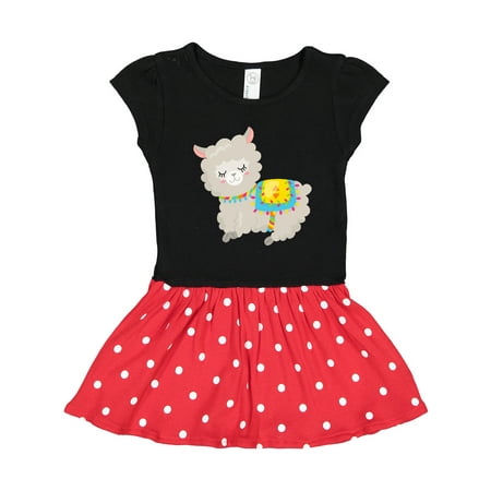 

Inktastic Cute Llama with Colorful Blanket Gift Toddler Girl Dress