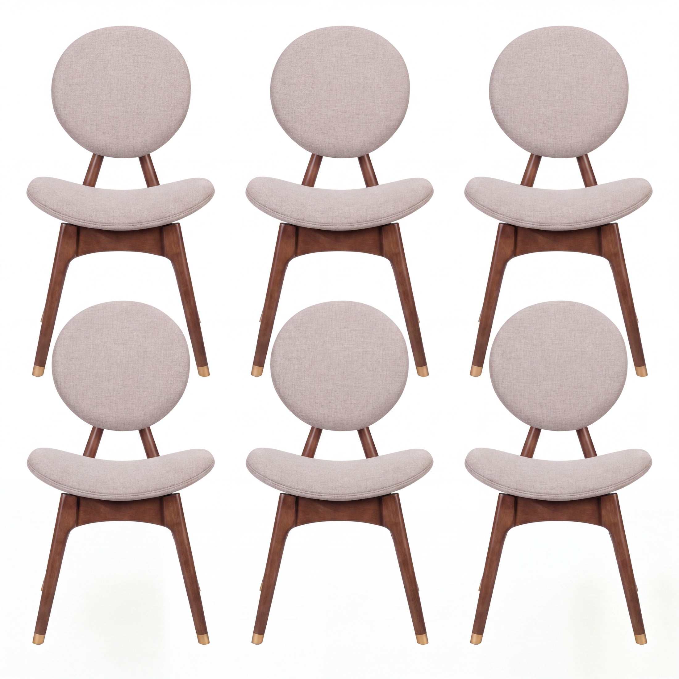 Christopher Knight Home Upholstered Dining Chairs, Solid Wood Frame with Curved Back, Gray+Brown, Set of 6