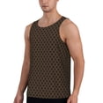 thumbnail image 2 of Gukieu Brown Moroccan Trellis Print Men's Quick Dry Fitness Vest, Round Neck Sleeveless Fitness Bodybuilding Top-X-Large, 2 of 7